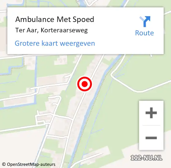 Locatie op kaart van de 112 melding: Ambulance Met Spoed Naar Ter Aar, Korteraarseweg op 10 november 2016 08:31