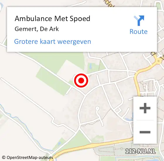 Locatie op kaart van de 112 melding: Ambulance Met Spoed Naar Gemert, De Ark op 10 november 2016 08:48