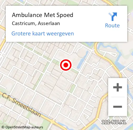 Locatie op kaart van de 112 melding: Ambulance Met Spoed Naar Castricum, Asserlaan op 10 november 2016 08:51