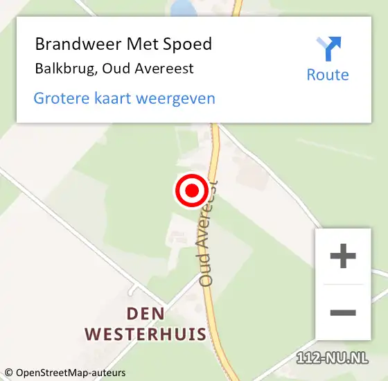 Locatie op kaart van de 112 melding: Brandweer Met Spoed Naar Balkbrug, Oud Avereest op 10 november 2016 09:59