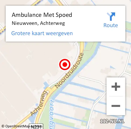 Locatie op kaart van de 112 melding: Ambulance Met Spoed Naar Nieuwveen, Achterweg op 10 november 2016 10:28