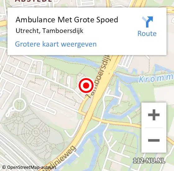 Locatie op kaart van de 112 melding: Ambulance Met Grote Spoed Naar Utrecht, Tamboersdijk op 10 november 2016 11:00