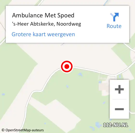 Locatie op kaart van de 112 melding: Ambulance Met Spoed Naar 's-Heer Abtskerke, Noordweg op 10 november 2016 12:10