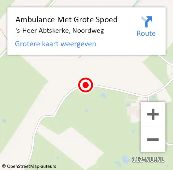 Locatie op kaart van de 112 melding: Ambulance Met Grote Spoed Naar 's-Heer Abtskerke, Noordweg op 10 november 2016 12:20