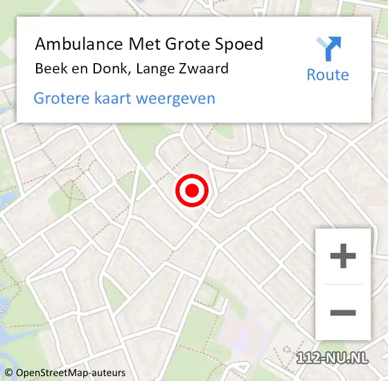 Locatie op kaart van de 112 melding: Ambulance Met Grote Spoed Naar Beek en Donk, Lange Zwaard op 10 november 2016 12:58