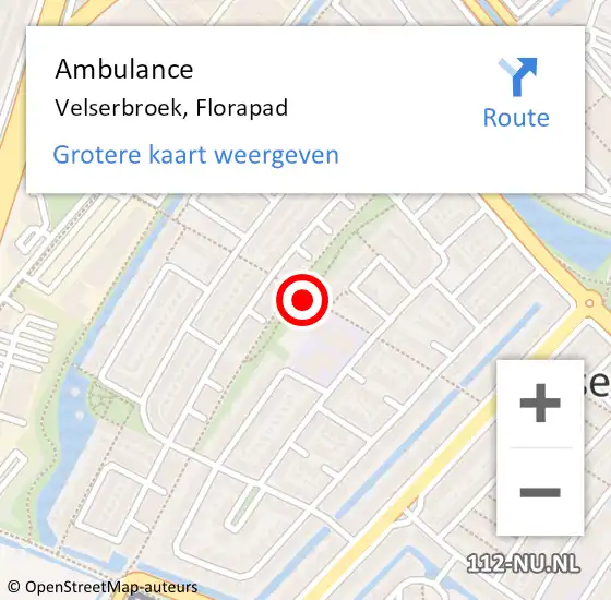 Locatie op kaart van de 112 melding: Ambulance Velserbroek, Florapad op 10 november 2016 13:05