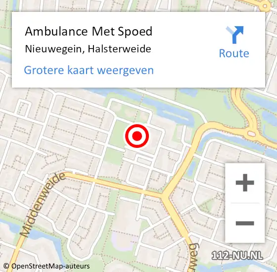 Locatie op kaart van de 112 melding: Ambulance Met Spoed Naar Nieuwegein, Halsterweide op 10 november 2016 13:26