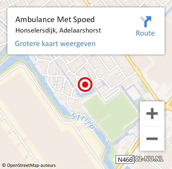 Locatie op kaart van de 112 melding: Ambulance Met Spoed Naar Honselersdijk, Adelaarshorst op 10 november 2016 14:51