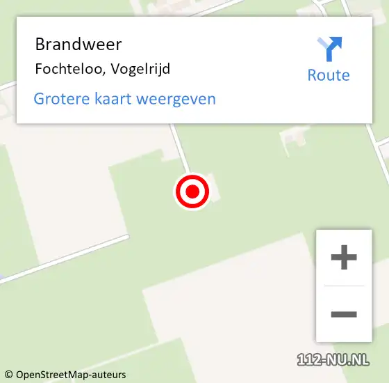Locatie op kaart van de 112 melding: Brandweer Fochteloo, Vogelrijd op 10 november 2016 14:53