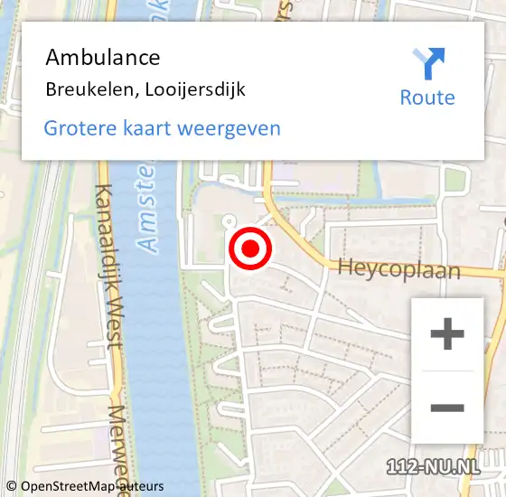 Locatie op kaart van de 112 melding: Ambulance Breukelen, Looijersdijk op 10 november 2016 15:12