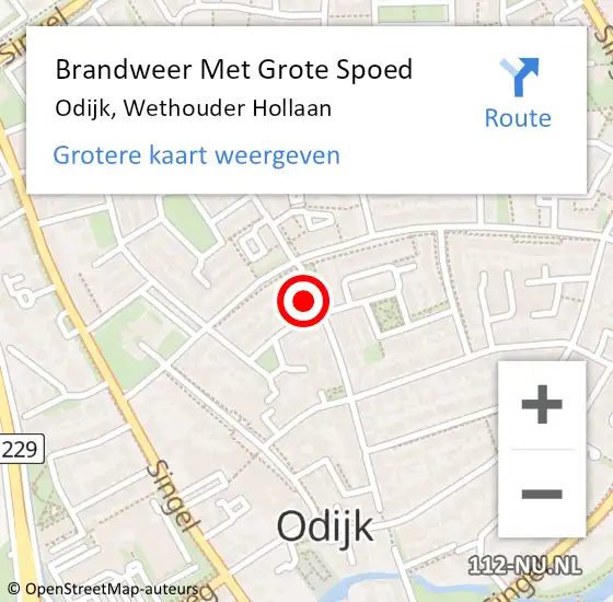 Locatie op kaart van de 112 melding: Brandweer Met Grote Spoed Naar Odijk, Wethouder Hollaan op 10 november 2016 15:58