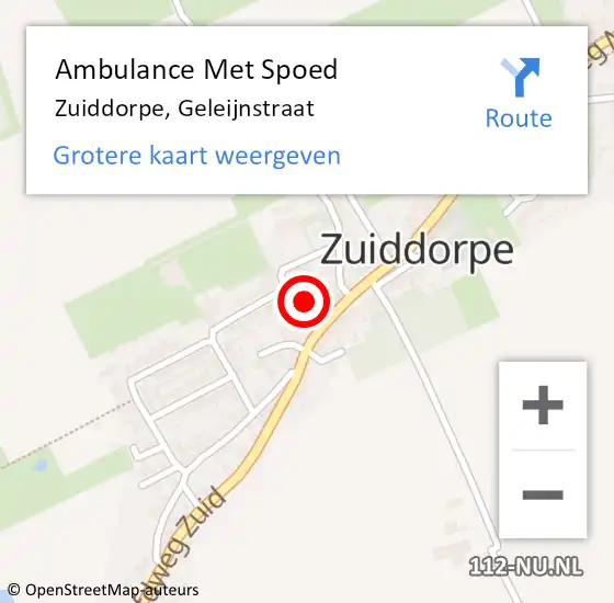 Locatie op kaart van de 112 melding: Ambulance Met Spoed Naar Zuiddorpe, Geleijnstraat op 10 november 2016 16:32