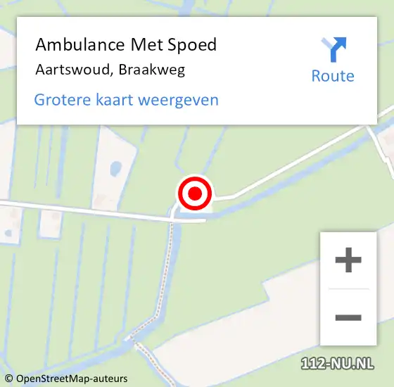 Locatie op kaart van de 112 melding: Ambulance Met Spoed Naar Aartswoud, Braakweg op 10 november 2016 16:52