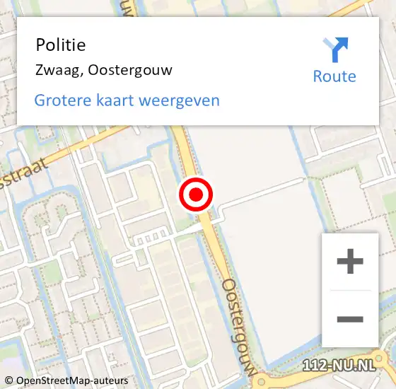 Locatie op kaart van de 112 melding: Politie Zwaag, Oostergouw op 10 november 2016 17:15