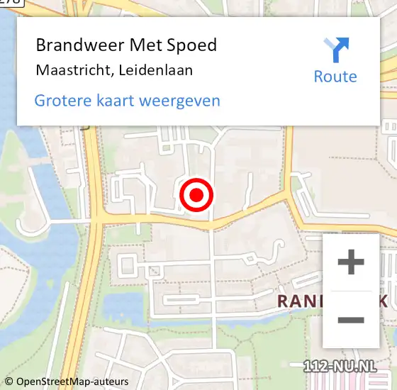 Locatie op kaart van de 112 melding: Brandweer Met Spoed Naar Maastricht, Leidenlaan op 10 november 2016 17:35