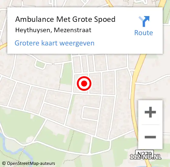 Locatie op kaart van de 112 melding: Ambulance Met Grote Spoed Naar Heythuysen, Mezenstraat op 10 november 2016 18:43