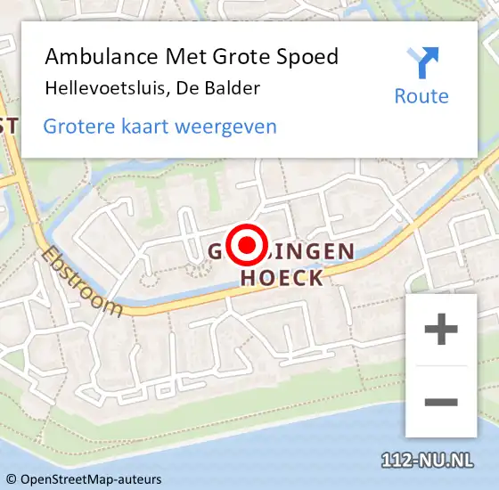 Locatie op kaart van de 112 melding: Ambulance Met Grote Spoed Naar Hellevoetsluis, De Balder op 10 november 2016 18:59