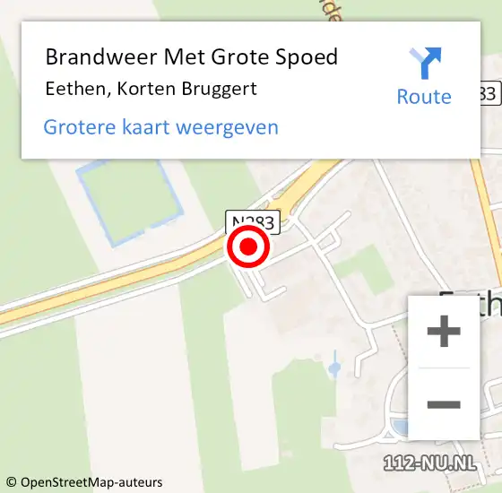 Locatie op kaart van de 112 melding: Brandweer Met Grote Spoed Naar Eethen, Korten Bruggert op 10 november 2016 19:22