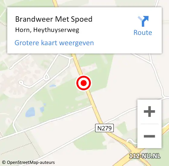 Locatie op kaart van de 112 melding: Brandweer Met Spoed Naar Horn, Heythuyserweg op 10 november 2016 19:40