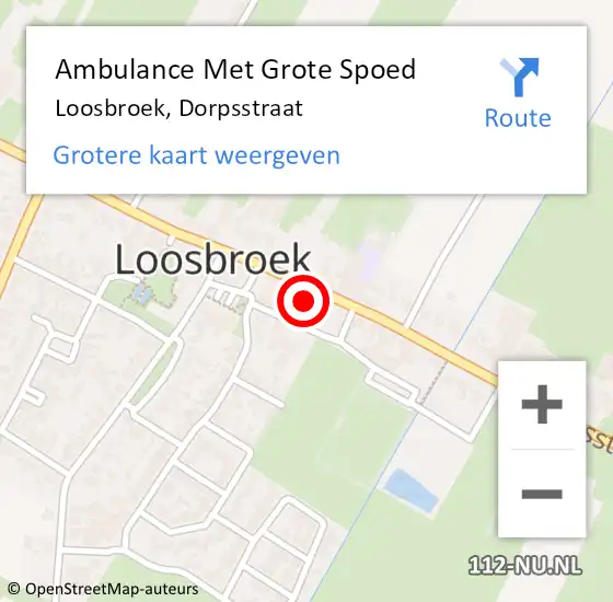 Locatie op kaart van de 112 melding: Ambulance Met Grote Spoed Naar Loosbroek, Dorpsstraat op 10 november 2016 19:53