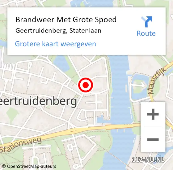 Locatie op kaart van de 112 melding: Brandweer Met Grote Spoed Naar Geertruidenberg, Statenlaan op 10 november 2016 20:09