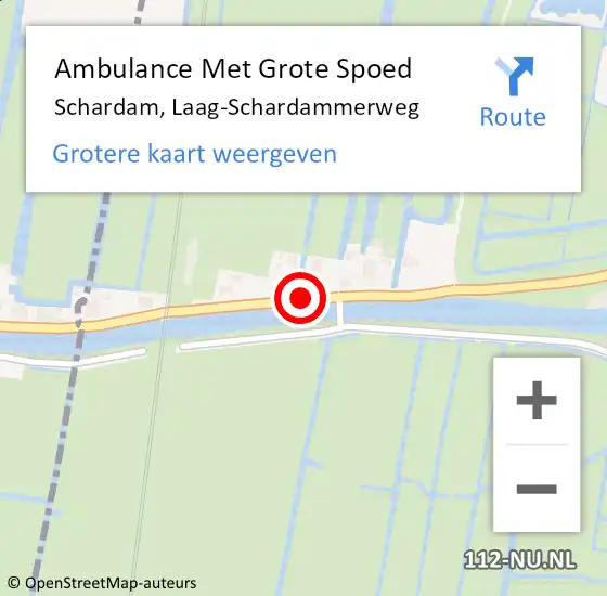 Locatie op kaart van de 112 melding: Ambulance Met Grote Spoed Naar Schardam, Laag-Schardammerweg op 10 november 2016 20:19