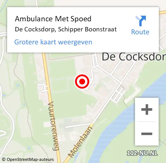 Locatie op kaart van de 112 melding: Ambulance Met Spoed Naar De Cocksdorp, Schipper Boonstraat op 10 november 2016 20:24