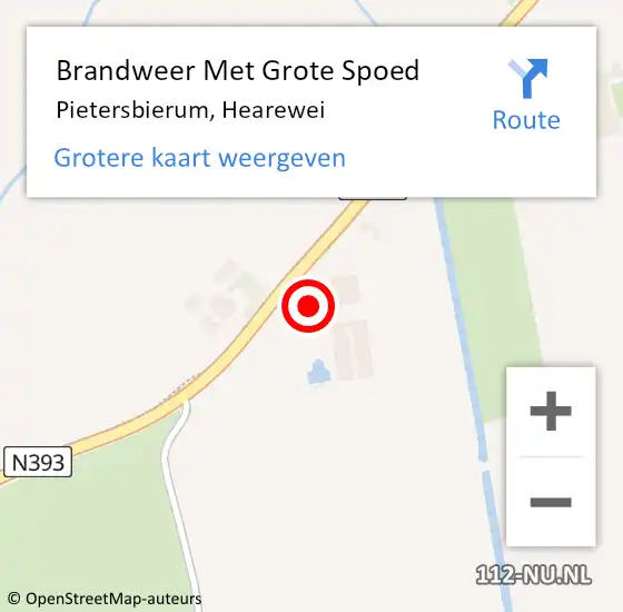 Locatie op kaart van de 112 melding: Brandweer Met Grote Spoed Naar Pietersbierum, Hearewei op 10 november 2016 20:41