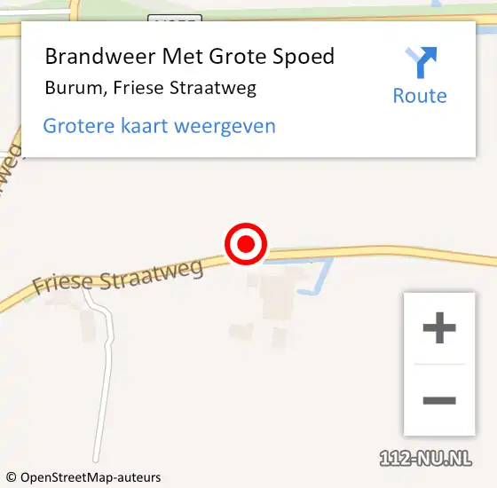 Locatie op kaart van de 112 melding: Brandweer Met Grote Spoed Naar Burum, Friese Straatweg op 10 november 2016 20:52