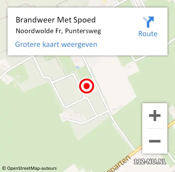 Locatie op kaart van de 112 melding: Brandweer Met Spoed Naar Noordwolde Fr, Puntersweg op 10 november 2016 21:59