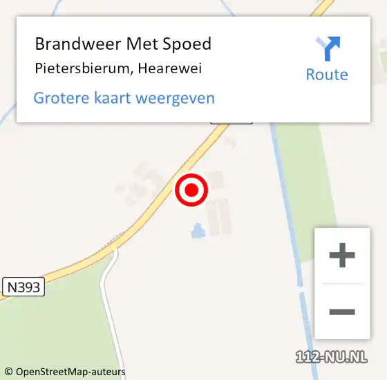 Locatie op kaart van de 112 melding: Brandweer Met Spoed Naar Pietersbierum, Hearewei op 10 november 2016 22:30