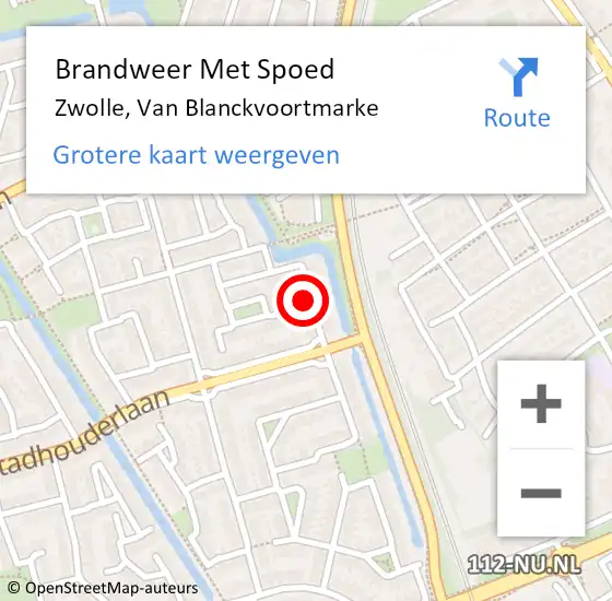 Locatie op kaart van de 112 melding: Brandweer Met Spoed Naar Zwolle, Van Blanckvoortmarke op 10 november 2016 22:31