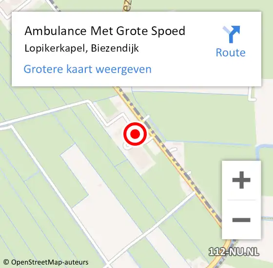 Locatie op kaart van de 112 melding: Ambulance Met Grote Spoed Naar Lopikerkapel, Biezendijk op 11 november 2016 02:58