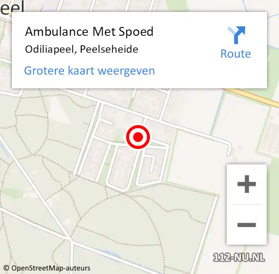 Locatie op kaart van de 112 melding: Ambulance Met Spoed Naar Odiliapeel, Peelseheide op 11 november 2016 03:13