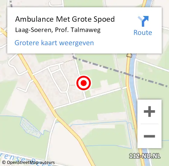 Locatie op kaart van de 112 melding: Ambulance Met Grote Spoed Naar Laag-Soeren, Prof. Talmaweg op 11 november 2016 03:32