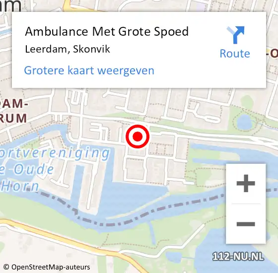 Locatie op kaart van de 112 melding: Ambulance Met Grote Spoed Naar Leerdam, Skonvik op 11 november 2016 05:10