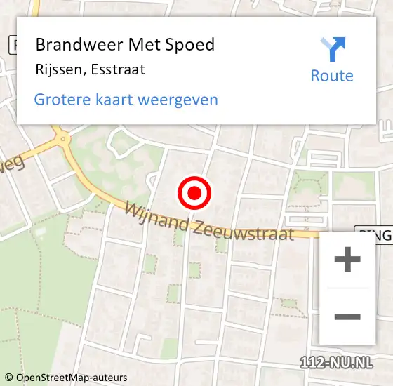 Locatie op kaart van de 112 melding: Brandweer Met Spoed Naar Rijssen, Esstraat op 11 november 2016 05:38