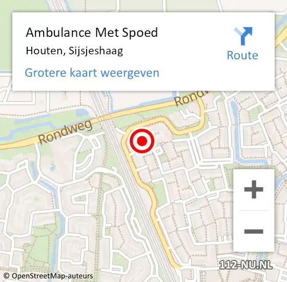 Locatie op kaart van de 112 melding: Ambulance Met Spoed Naar Houten, Sijsjeshaag op 11 november 2016 07:09