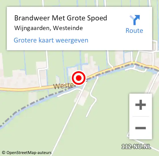 Locatie op kaart van de 112 melding: Brandweer Met Grote Spoed Naar Wijngaarden, Westeinde op 11 november 2016 08:32