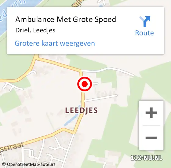 Locatie op kaart van de 112 melding: Ambulance Met Grote Spoed Naar Driel, Leedjes op 11 november 2016 08:42