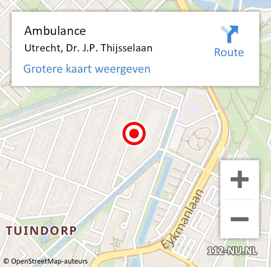 Locatie op kaart van de 112 melding: Ambulance Utrecht, Dr. J.P. Thijsselaan op 11 november 2016 08:43