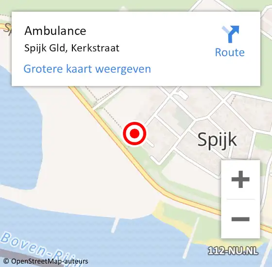 Locatie op kaart van de 112 melding: Ambulance Spijk Gld, Kerkstraat op 11 november 2016 09:08