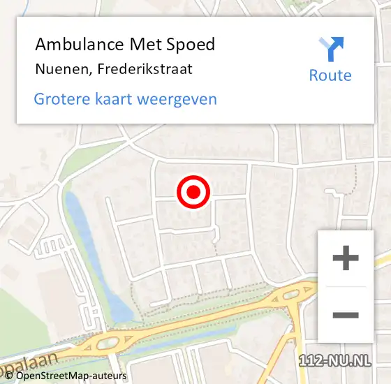 Locatie op kaart van de 112 melding: Ambulance Met Spoed Naar Nuenen, Frederikstraat op 11 november 2016 09:15