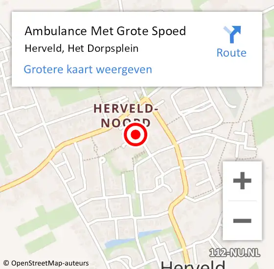 Locatie op kaart van de 112 melding: Ambulance Met Grote Spoed Naar Herveld, Het Dorpsplein op 11 november 2016 09:23