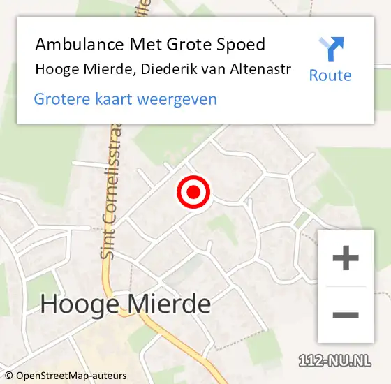 Locatie op kaart van de 112 melding: Ambulance Met Grote Spoed Naar Hooge Mierde, Diederik van Altenastr op 11 november 2016 09:46