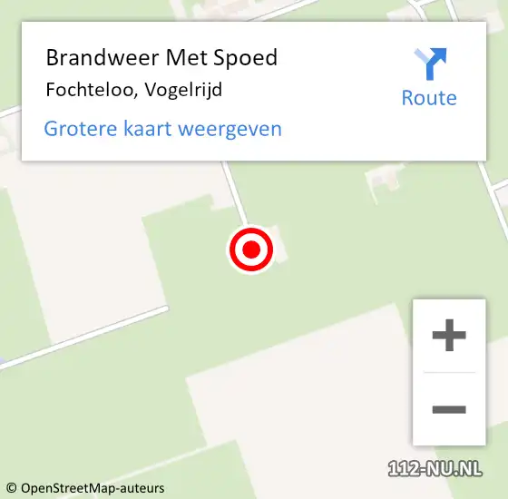 Locatie op kaart van de 112 melding: Brandweer Met Spoed Naar Fochteloo, Vogelrijd op 11 november 2016 09:50