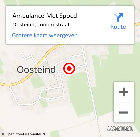 Locatie op kaart van de 112 melding: Ambulance Met Spoed Naar Oosteind, Looierijstraat op 11 november 2016 10:23