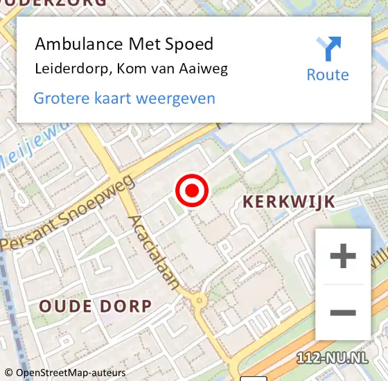 Locatie op kaart van de 112 melding: Ambulance Met Spoed Naar Leiderdorp, Kom van Aaiweg op 11 november 2016 11:22