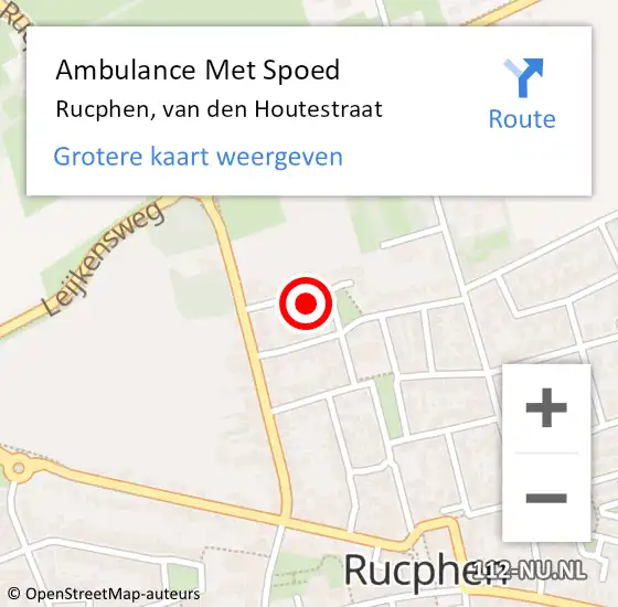 Locatie op kaart van de 112 melding: Ambulance Met Spoed Naar Rucphen, van den Houtestraat op 11 november 2016 11:39