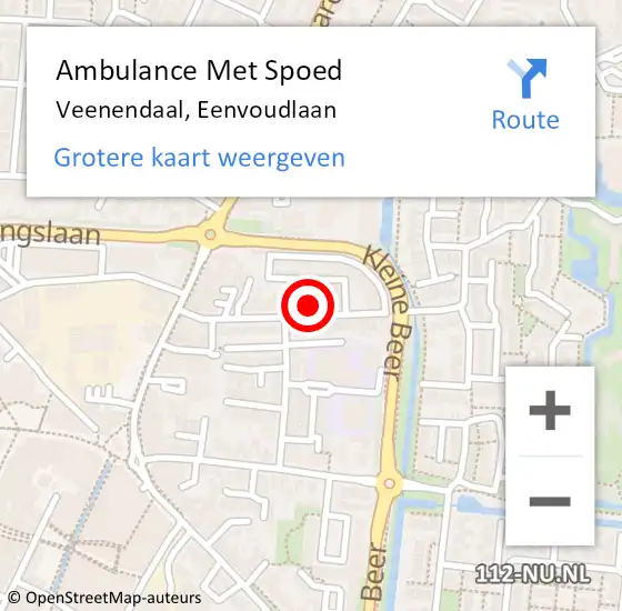 Locatie op kaart van de 112 melding: Ambulance Met Spoed Naar Veenendaal, Eenvoudlaan op 11 november 2016 12:15